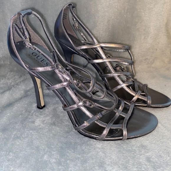 Guess size 9 strappy silver stilettos - Picture 3 of 6